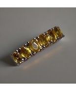 Seven Stone Madagascar Yellow Sapphire Platinum Plated Sterling Silver SZ 6 - $34.27 CAD