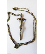 VTG Silver Tone Detailed figural Christian Cross Pendant Italy &amp; Necklac... - $20.79