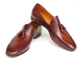 Paul Parkman Mens Shoes Loafers Tassel Brown Hand-Painted Handmade 049-BRW - $399.99