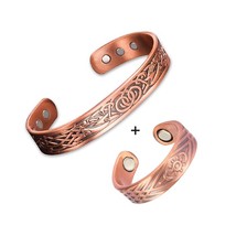 Vinterly Magnetic Copper Bracelet Ring Health Energy Jewelry Sets for Women Men  - £18.94 GBP