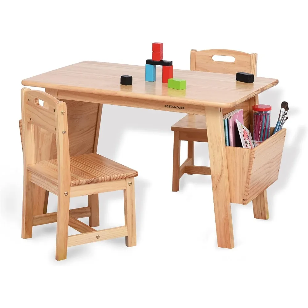 Kids Solid Wood Table and 2 Chair Set with Storage Desk and Chair Set for - $240.82