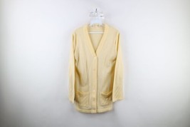 Vintage 60s 70s Boho Chic Womens Small Flared Sleeve Knit Cardigan Sweater Cream - $69.25