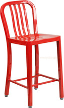 Mid-Century Red &#39;Navy&#39; Style Counter Stool Cafe Patio Chair Outdoor Comm... - £139.22 GBP