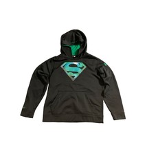 Under Armor Superman Youth Size Large Loose Black Pullover Hoodie Long Slleve Gr - £15.56 GBP