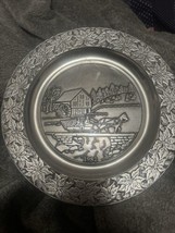 Wilton Armetale 1982 RWP Pewter Christmas Plate Bringing home the tree 1... - $24.75
