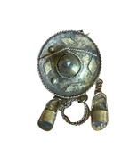 VINTAGE SILVER MEXICAN SOMBRERO HAT W/ SANDALS &amp; LASSO DANGLES BROOCH PIN - $20.79 CAD