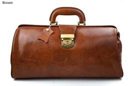 Leather doctor bag messenger handbag women men leather bag briefcase vintage  - £155.87 GBP