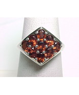 9 Genuine Oval Cut GARNETS RING in Sterling Silver - Size 9 - £88.47 GBP