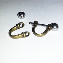 Pierced Nipple Bar Jewelry Charm Adaptors Pair Brasstone Under The Hoode - $14.00