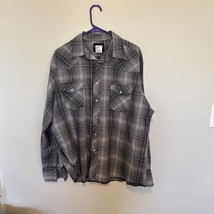 Wrangler Shirt Mens XL Gray Blue Plaid Western Pearl Snap Long Sleeve Co... - €25,77 EUR