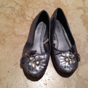 Girls shoes size 13 silver beaded Glitter Flats Ballet Style Shoes By Cherokee B - £19.97 GBP