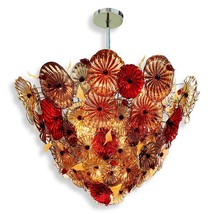 JK058: “San Firenze” Murano Glass Art Flower Chandelier Lamp (42”-60” W)... - $2,870.00