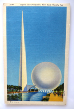 New York Worlds Fair Postcard Trylon &amp; Perisphere Linen Vintage 1939 Cur... - £8.73 GBP