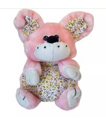 Vintage Commonwealth Plush Stuffed Animal Bunny Rabbit Pink Floral Fabri... - $28.35 CAD