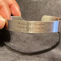 Vintage Whitney E. Houston “I Will Always Love You” Silver Tone Cuff Bracelet - £23.25 GBP