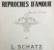 Reproches D&#39;Amour 1924 Sheet Music Schatz Piano Romance Sans Paroles DWFF2 - £15.61 GBP