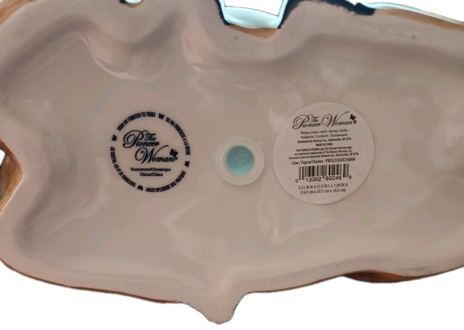 Pioneer Woman ~ ~ BROWN COW w/Multicolored Floral Crown ~ Stoneware ~ Planter Item image 7