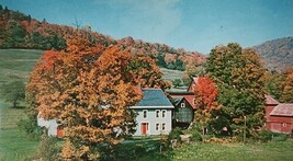 Coolidge Farmhouse Autumn Aerial Architecture Plymouth Notch VT Postcard - $5.95