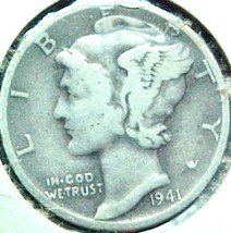 Mercury Dime 1941  Very Good - $5.00