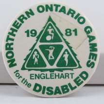 Vintage Sports Pin - Northern Ontario Disabled Games 1981 - Celluloid Pin  - £11.79 GBP