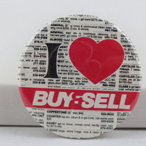 Vintage Advertising Pin - I love buy and sell - Celluloid Pin  - £11.75 GBP