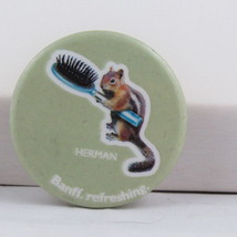 Canadian Tourist Pin - Banff Refreshing Herman Chimpunk Pin - Celluloid Pin - $15.00