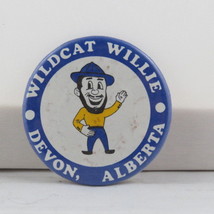 Vintage Tourist Pin - Wildcat Willie Devon Alberta - Celluloid Pin - $15.00