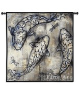 53x53 KOI CIRCLE Fish Dragonfly Asian Tapestry Wall Hanging - $178.20