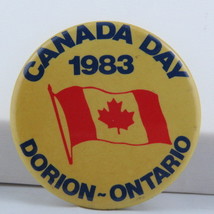 Vintage Canadian Tourist Pin - Canada Day Dorion Ontario 1983 - Celluloi... - $15.00