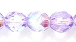 8mm Czech Fire Polish, Amethyst Coated AB,  25 pc glass beads purple - £1.99 GBP