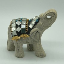 Vintage Elephant Figurine Resin Glass Gold Décor Miniature - £10.95 GBP