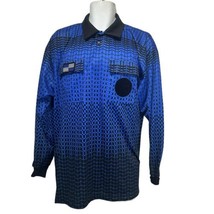 Official Sports Nisao Soccer Referee Blue Striped long Sleeve jersey Size L - £19.84 GBP