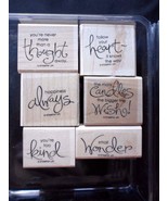 Stampin Up Whimsical Words set of 6 &quot;Retired&quot; NEW!! Mounted - £14.51 GBP