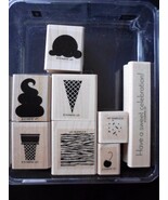 Stampin&#39; Up! RETIRED Wood Mount Mounted Stamp SWEET SCOOPS Set of 8 NEW! - $33.50 CAD