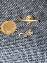 2-Vintage Collectible Pins Airplane Gold Tone &amp; 1 Sterling - £3.92 GBP