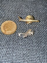 2-Vintage Collectible Pins Airplane Gold Tone &amp; 1 Sterling - £3.92 GBP