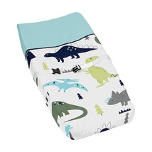 Blue and Green Modern Dinosaur Girls Boys Baby Changing Pad Cover - £52.32 GBP