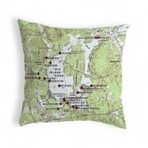 Betsy Drake Big Island Pond, NH Nautical Map Noncorded Indoor Outdoor Pillow - £43.41 GBP