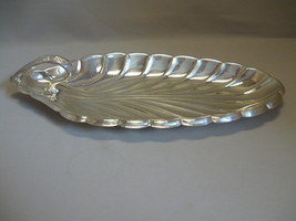 5th Ave Silver Co. Silver Plate Tray Bowl Leaf Design Leaf Decor Handle - $15.95