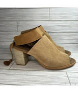 TOMS Seville Women 9.5 Peep Toe Heeled Honey Suede Leather Bootie Sandal... - $24.99