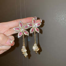 Golden Flower Crystal Earrings - £12.05 GBP