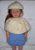 American Girl White Hat and Poncho, Crochet, 18 Inch Doll, Handmade  - £11.75 GBP