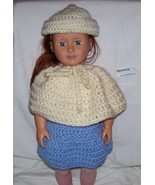 American Girl White Hat and Poncho, Crochet, 18 Inch Doll, Handmade  - £11.96 GBP