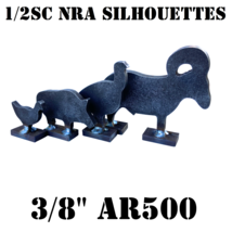 1/2sc 3/8&quot;AR500 IHMSA/NRA Metallic Silhouette Targets 4pc Steel Rifle Knockovers - £157.28 GBP