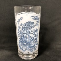 Vintage  CurrIer And Ives Glass Set Of 1 -5 3/8” Tall White Blue Old Mill - £7.40 GBP