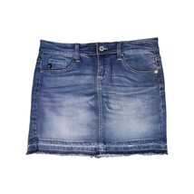 Kancan Mini Skirt Medium Womens Raw Hem Medium Wash Above Knee - £16.25 GBP