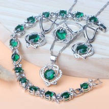 Green Zircon Jewelry Sets Bridal For Women Costume Charms Bracelets Set Jewelry  - £27.93 GBP
