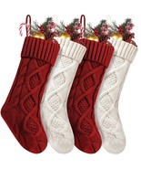 4 Pack Christmas Stockings 18 Inches Large Size Cable Knitted Stocking G... - £22.01 GBP