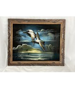 Wild Ducks Flight Fall Themed Clouds Lake Painting-Made in Mexico-Rustic... - $42.74