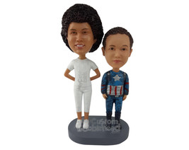 Custom Bobblehead Mom With Her Son - Parents &amp; Kids Mom &amp; Kids Personalized Bobb - £121.50 GBP